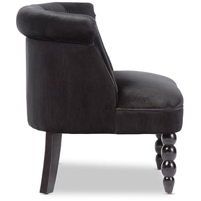 Baxton Studio Flax Victorian Style Contemporary Black Velvet Fabric Upholstered Vanity Accent Chair Baxton Studio-chairs-Minimal And Modern - 3