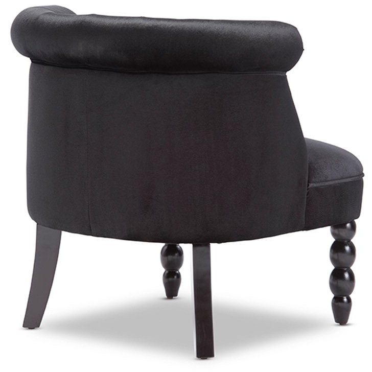 Baxton Studio Flax Victorian Style Contemporary Black Velvet Fabric Upholstered Vanity Accent Chair Baxton Studio-chairs-Minimal And Modern - 4
