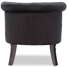 Baxton Studio Flax Victorian Style Contemporary Black Velvet Fabric Upholstered Vanity Accent Chair Baxton Studio-chairs-Minimal And Modern - 5