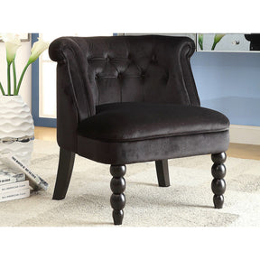 Baxton Studio Flax Victorian Style Contemporary Black Velvet Fabric Upholstered Vanity Accent Chair Baxton Studio-chairs-Minimal And Modern - 6
