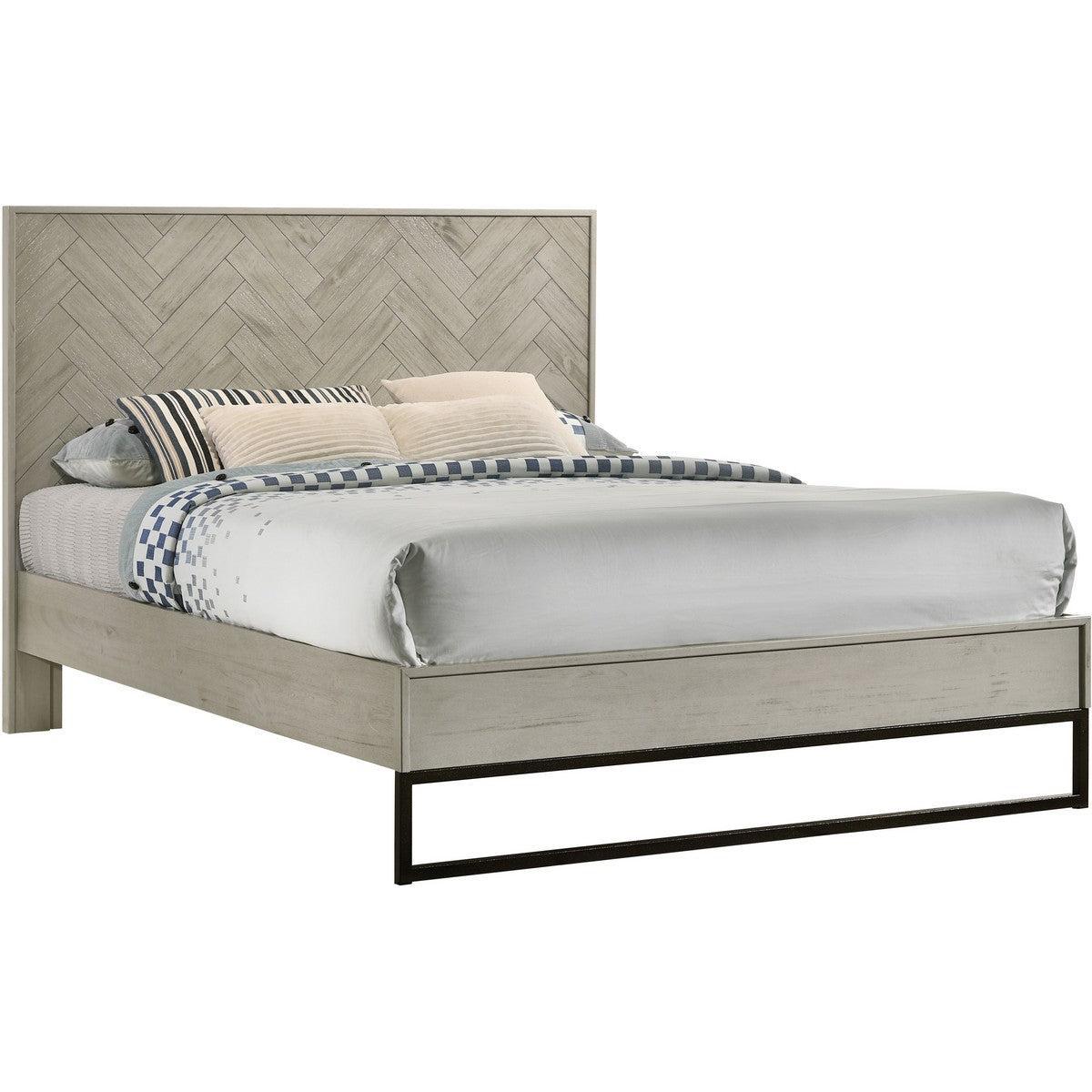Meridian Furniture Weston Grey Stone King Bed (3 Boxes)Meridian Furniture - King Bed (3 Boxes) - Minimal And Modern - 1