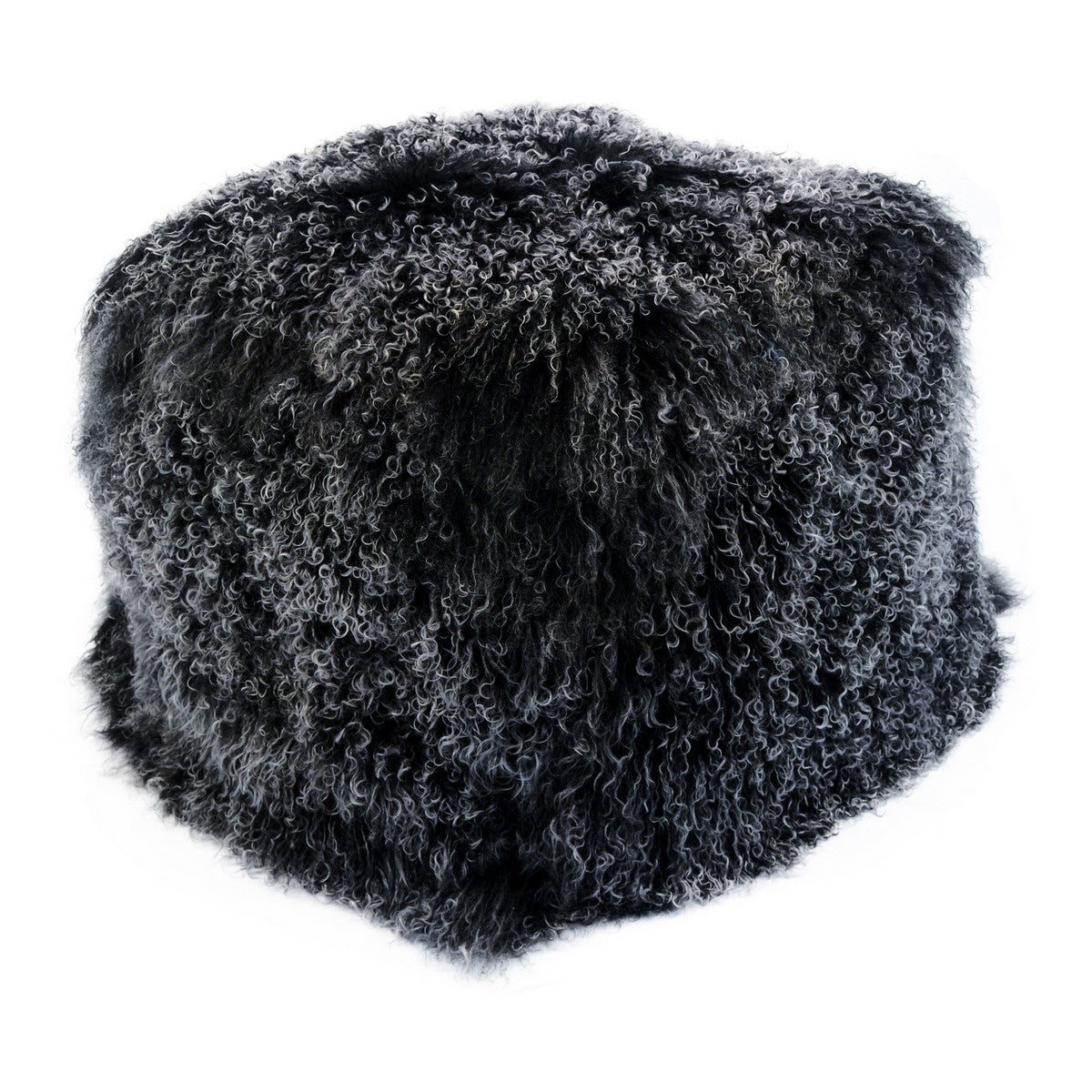 Moe's Home Collection Lamb Fur Pouf Black Snow - XU-1009-02