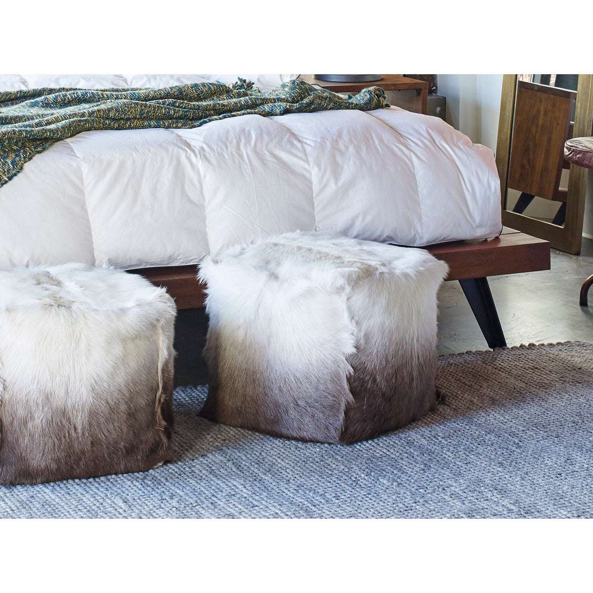 Moe's Home Collection Goat Fur Pouf Cappuccino Ombre - XU-1010-14 - Moe's Home Collection - pillow - Minimal And Modern - 1