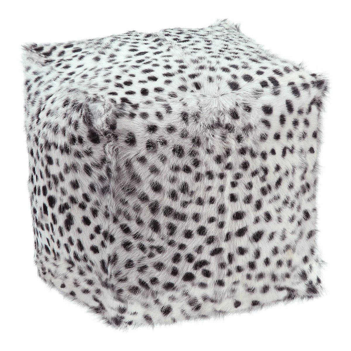 Moe's Home Collection Spotted Goat Fur Pouf Light Grey - XU-1016-15 - Moe's Home Collection - pillow - Minimal And Modern - 1