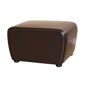 Baxton Studio Dark Brown Full Leather Ottoman with Rounded Sides Baxton Studio-ottomans-Minimal And Modern - 1