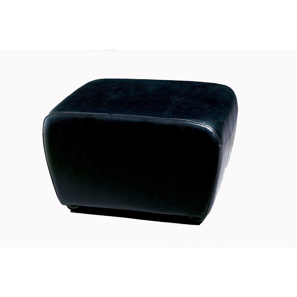 Baxton Studio Black Full Leather Ottoman with Rounded Sides Baxton Studio-ottomans-Minimal And Modern - 2