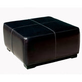 Baxton Studio Black Full Leather Square Ottoman Footstool  Baxton Studio-ottomans-Minimal And Modern - 1