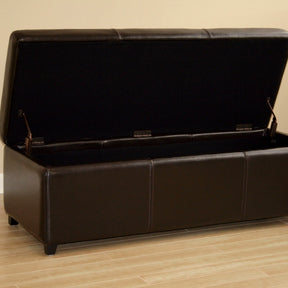 Baxton Studio Dark Brown Full Leather Small Storage Cube Ottoman Baxton Studio-ottomans-Minimal And Modern - 2