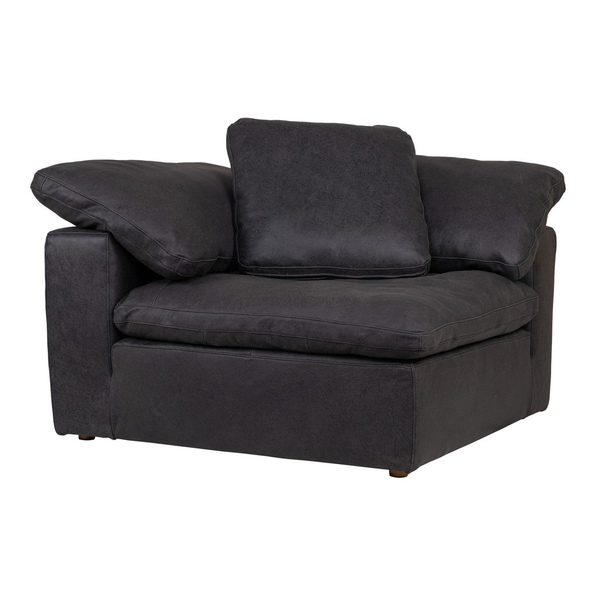 Moe's Home Collection Clay Corner Chair Nubuck Leather Black - YJ-1004-02