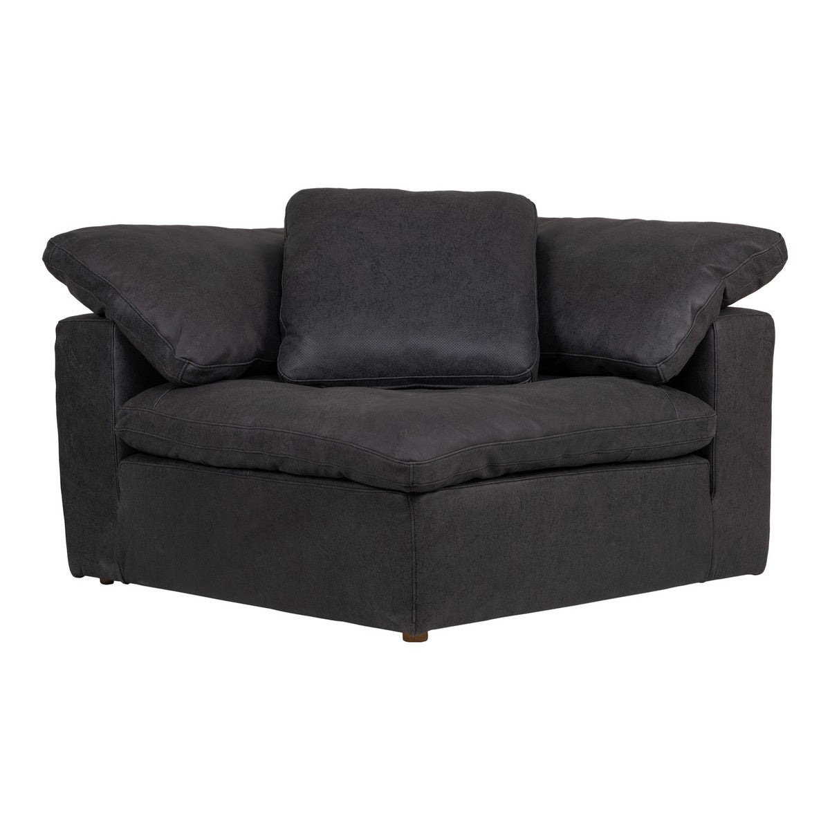 Moe's Home Collection Clay Corner Chair Nubuck Leather Black - YJ-1004-02 - Moe's Home Collection - Corner Chairs - Minimal And Modern - 1