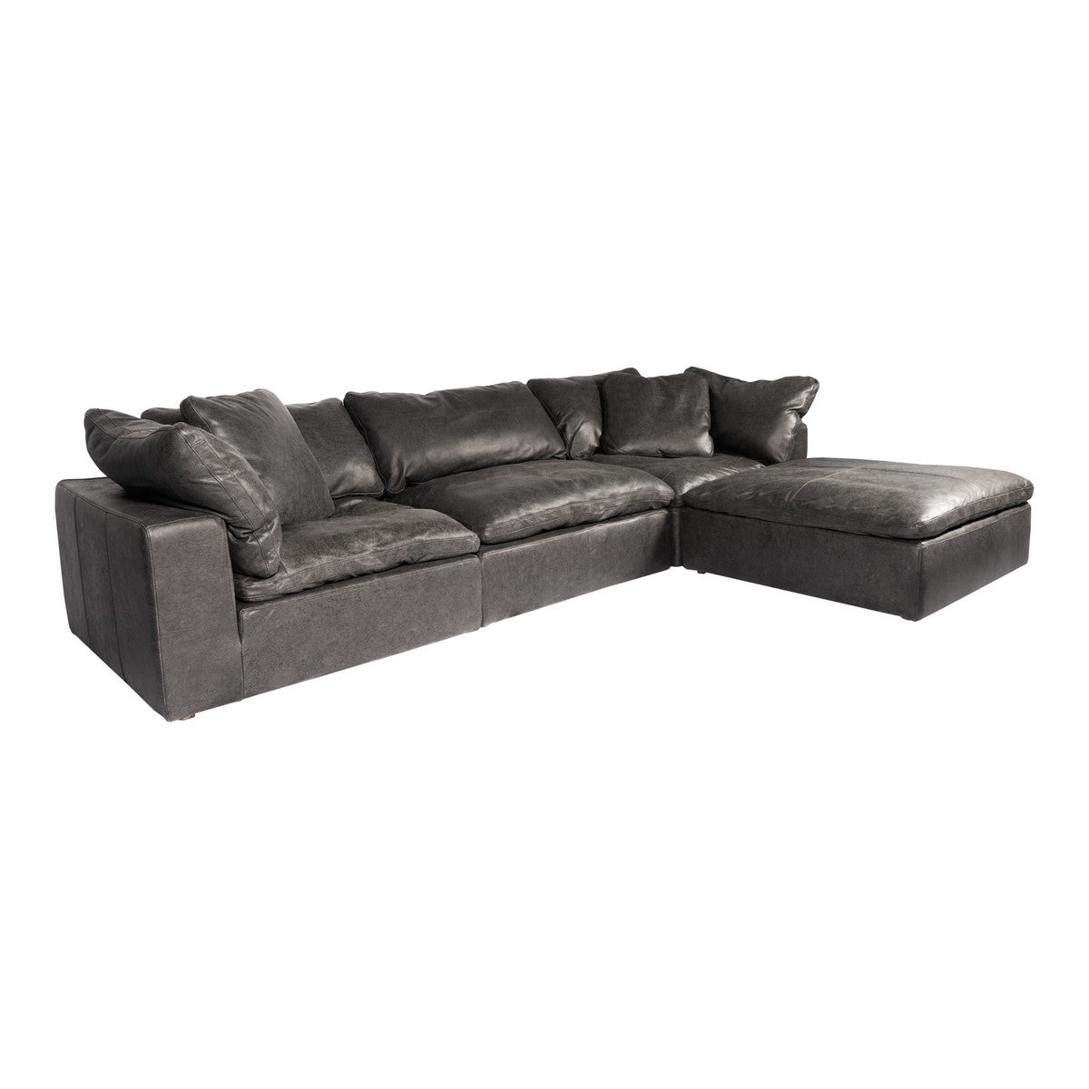 Moe's Home Collection Clay Lounge Modular Sectional Nubuck Leather Black - YJ-1008-02