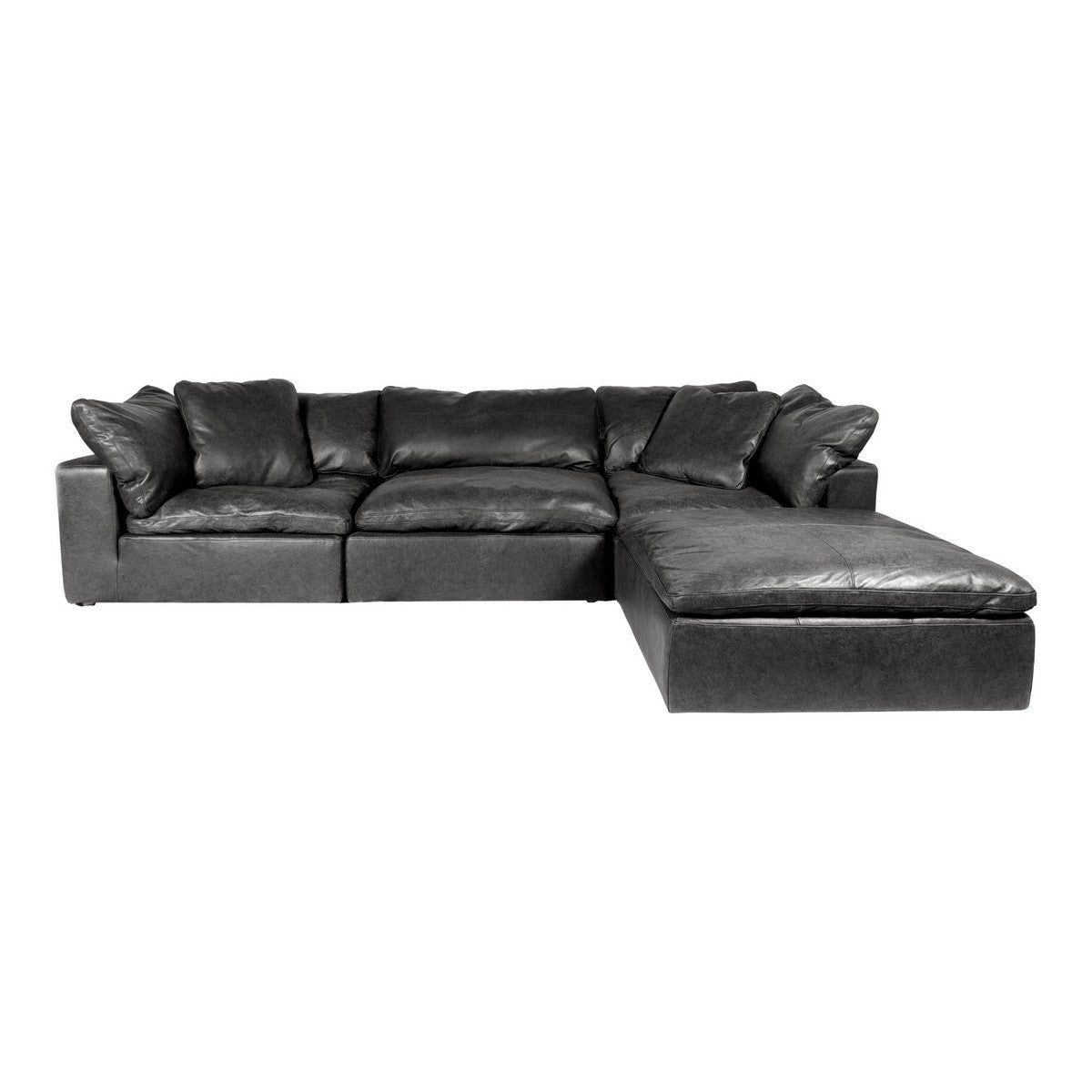 Moe's Home Collection Clay Lounge Modular Sectional Nubuck Leather Black - YJ-1008-02 - Moe's Home Collection - Extras - Minimal And Modern - 1
