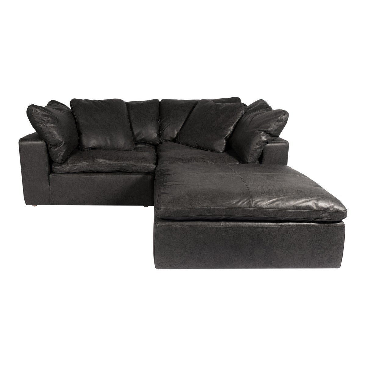 Moe's Home Collection Clay Nook Modular Sectional Nubuck Leather Black - YJ-1009-02 - Moe's Home Collection - Extras - Minimal And Modern - 1