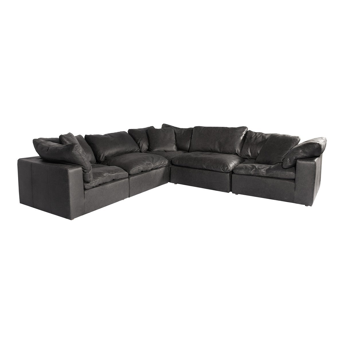 Moe's Home Collection Clay Classic L Modular Sectional Nubuck Leather Black - YJ-1010-02
