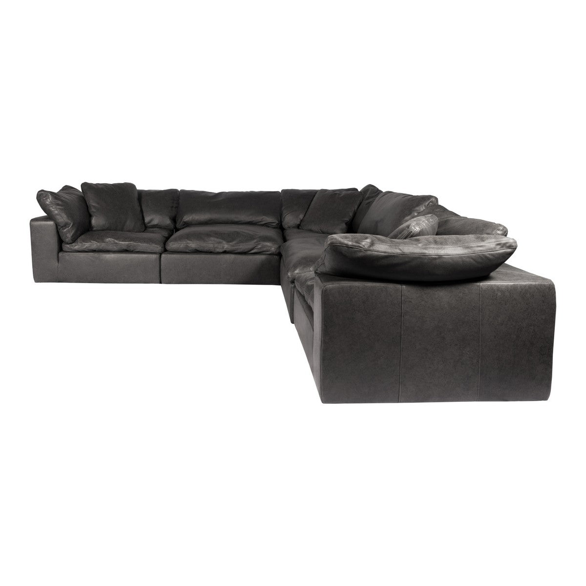 Moe's Home Collection Clay Classic L Modular Sectional Nubuck Leather Black - YJ-1010-02 - Moe's Home Collection - Extras - Minimal And Modern - 1