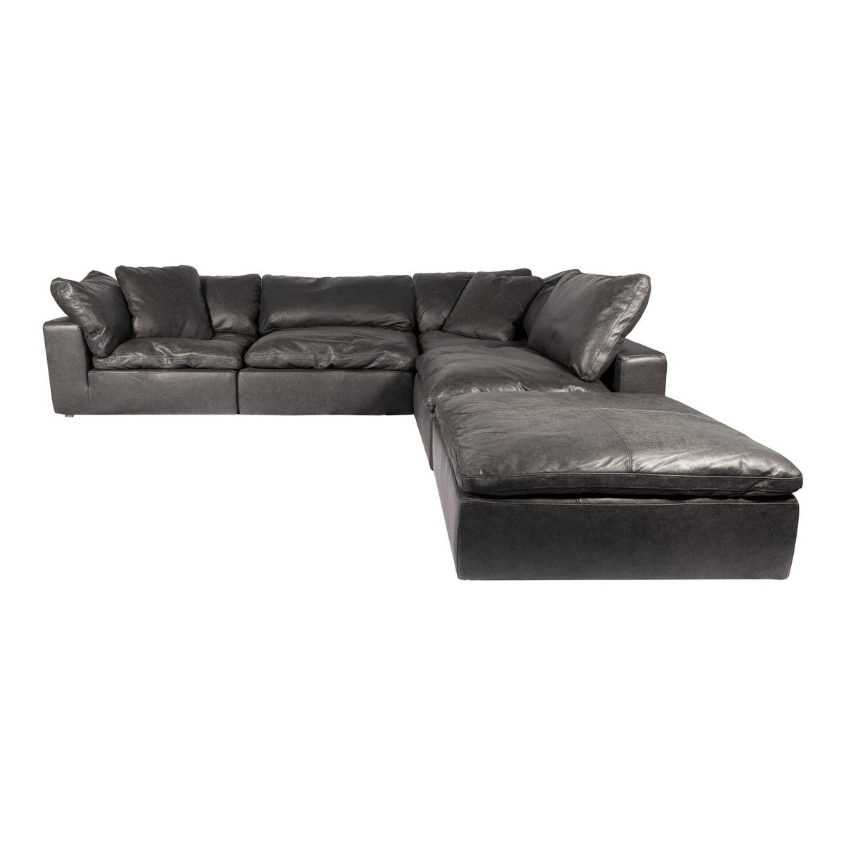Moe's Home Collection Clay Dream Modular Sectional Nubuck Leather Black - YJ-1011-02 - Moe's Home Collection - Extras - Minimal And Modern - 1
