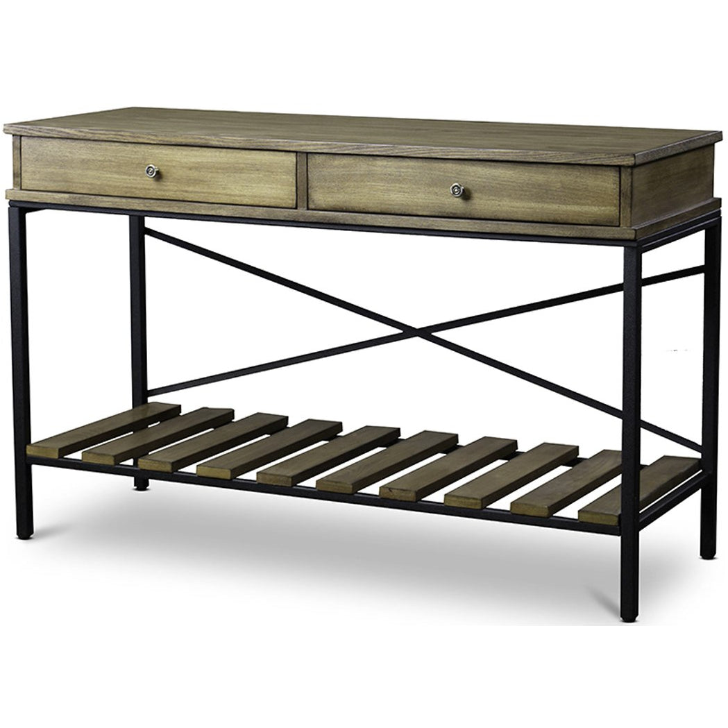 Baxton Studio Newcastle Wood and Metal Console Table-Criss-Cross Baxton Studio-side tables-Minimal And Modern - 1