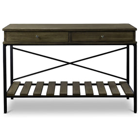 Baxton Studio Newcastle Wood and Metal Console Table-Criss-Cross Baxton Studio-side tables-Minimal And Modern - 2