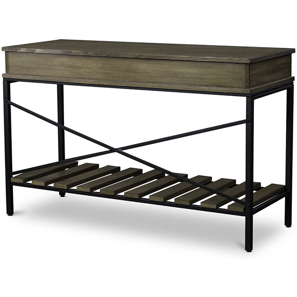 Baxton Studio Newcastle Wood and Metal Console Table-Criss-Cross Baxton Studio-side tables-Minimal And Modern - 3