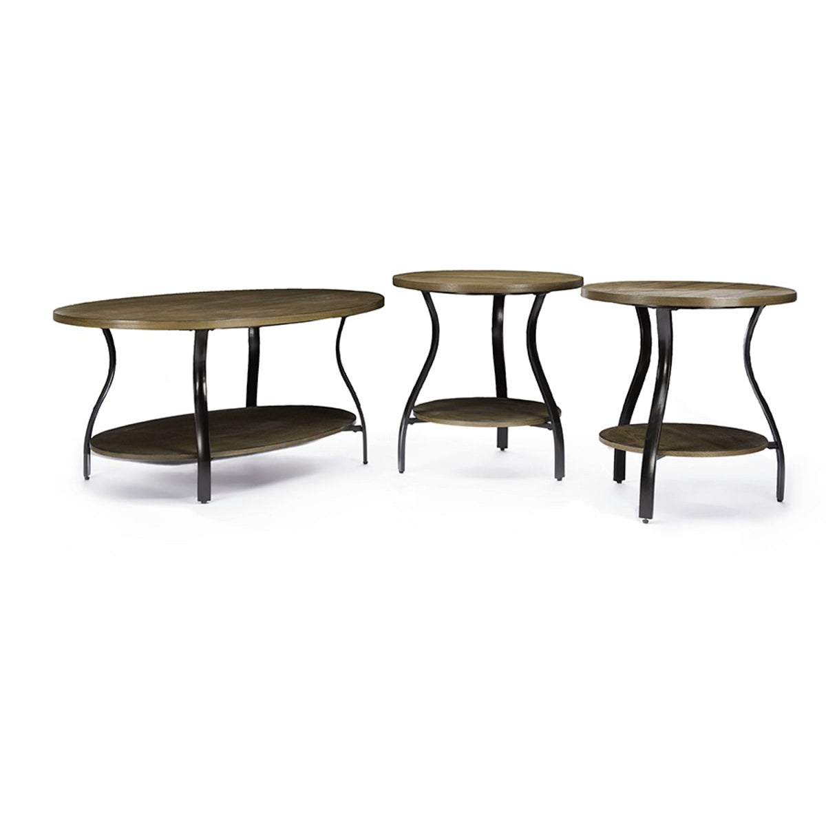 Baxton Studio Newcastle Wood and Metal 3-Piece Table Set Baxton Studio-coffee tables-Minimal And Modern - 7