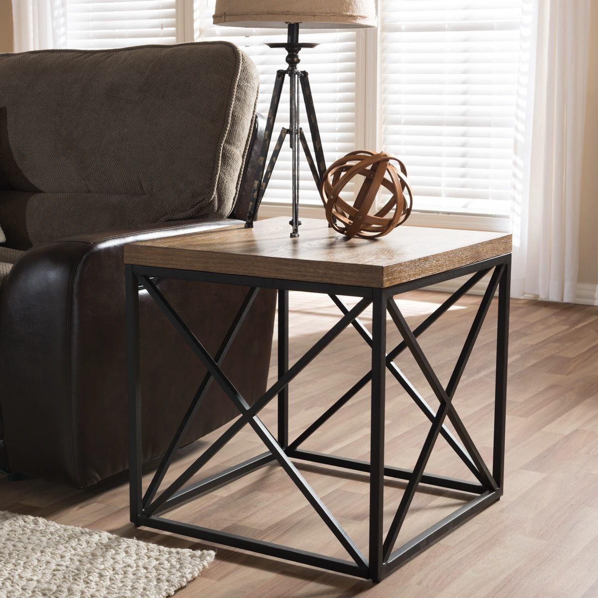 Baxton Studio Holden Vintage Industrial Antique Bronze End Table Baxton Studio-coffee tables-Minimal And Modern - 1