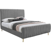 Meridian Furniture Zara Grey Velvet Queen Bed (3 Boxes)Meridian Furniture - Queen Bed (3 Boxes) - Minimal And Modern - 1