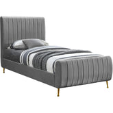 Meridian Furniture Zara Grey Velvet Twin Bed (3 Boxes)Meridian Furniture - Twin Bed (3 Boxes) - Minimal And Modern - 1