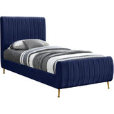 Meridian Furniture Zara Navy Velvet Twin Bed (3 Boxes)Meridian Furniture - Twin Bed (3 Boxes) - Minimal And Modern - 1