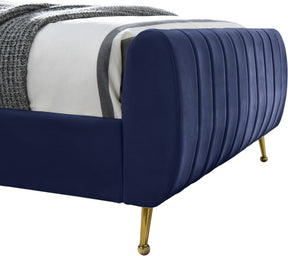 Meridian Furniture Zara Navy Velvet Twin Bed (3 Boxes)