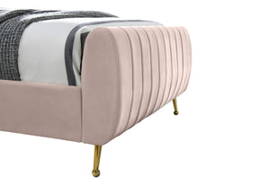 Meridian Furniture Zara Pink Velvet Queen Bed (3 Boxes)