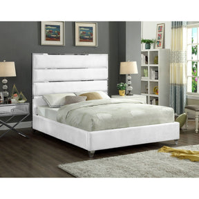 Meridian Furniture Zuma White Velvet King Bed-Minimal & Modern