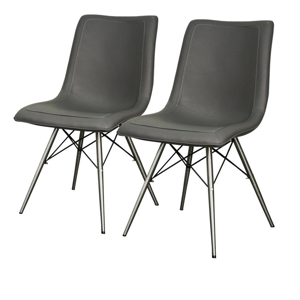 Blaine PU Chair Stainless Steel Legs (Set of 2) by New Pacific Direct - 568236P