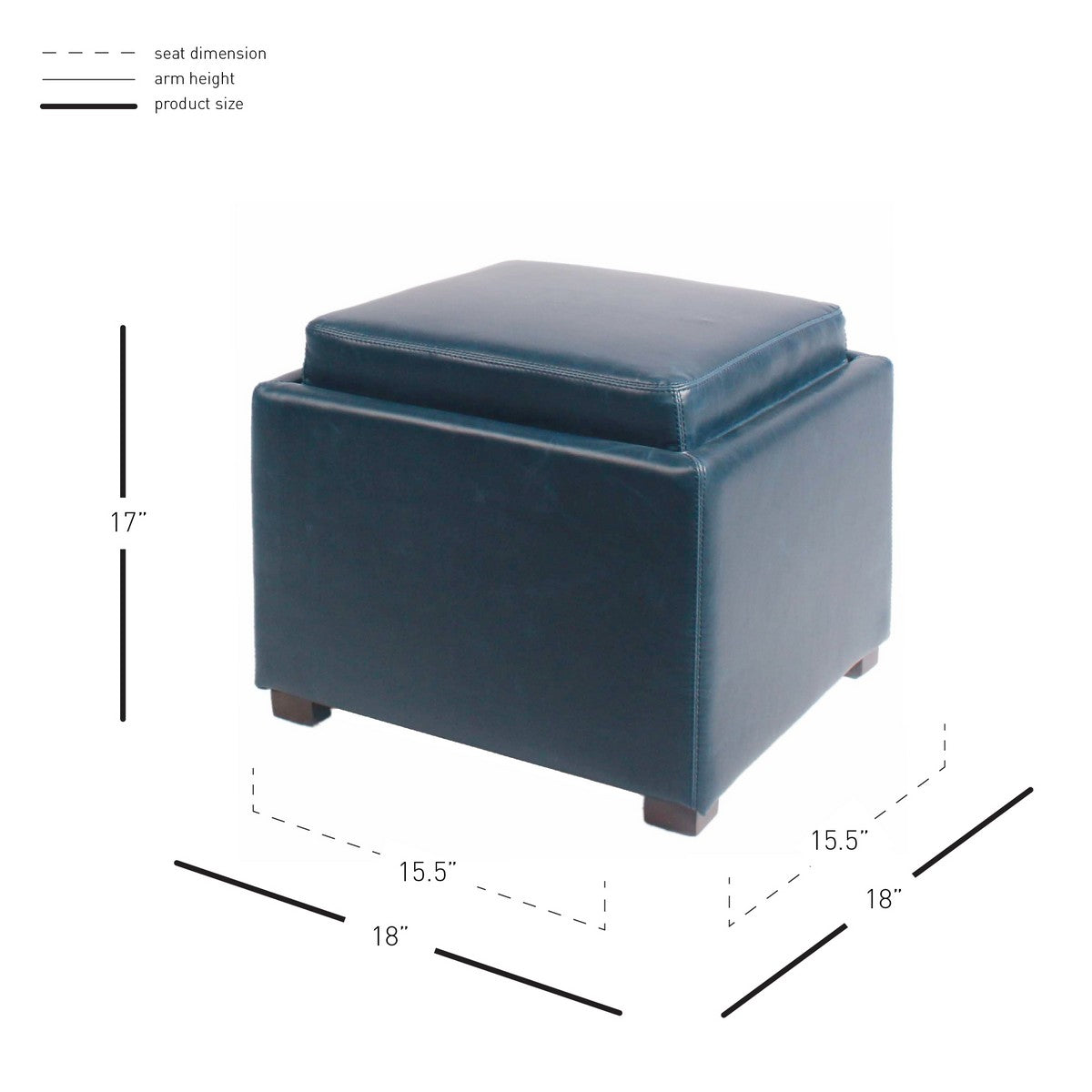 Cameron Square Bonded Leather Storage Ottoman by New Pacific Direct - 113042B(V1)