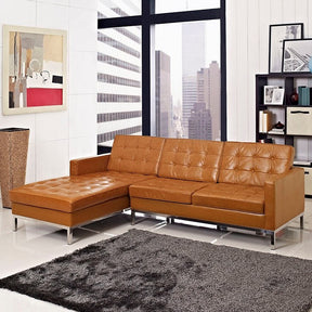 Modway Furniture Modern Loft Left-Facing Leather Sectional Sofa In Tan EEI-1046-TAN-Minimal & Modern