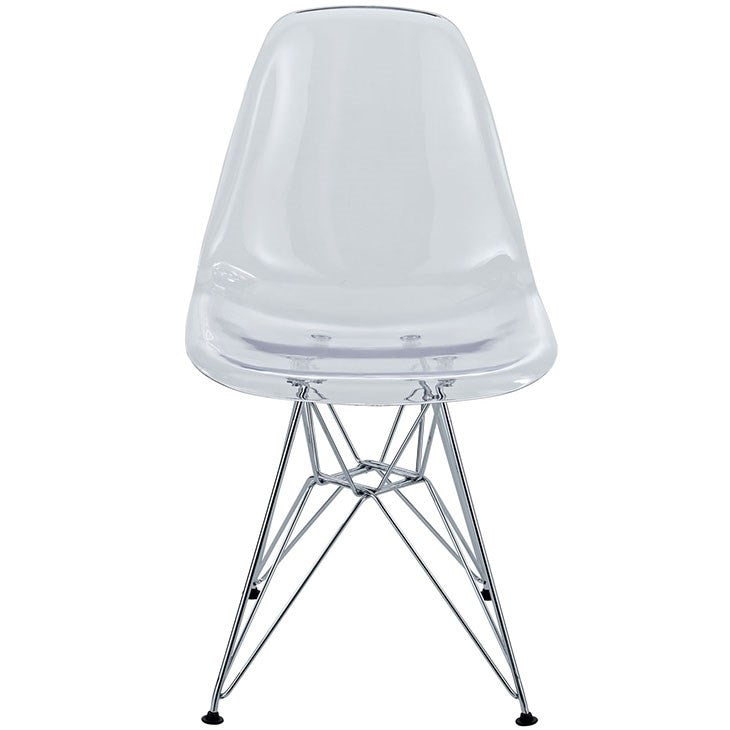Modway Furniture Modern Paris Dining Side Chair Set of 2 In Clear EEI-1261-CLR-Minimal & Modern