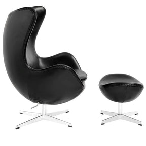 Modway Furniture Modern Glove Leather Lounge Chair and Ottoman-Minimal & Modern