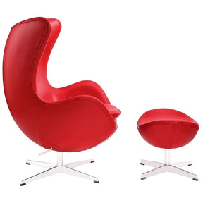 Modway Furniture Modern Glove Leather Lounge Chair and Ottoman-Minimal & Modern