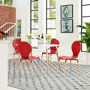 Modway Furniture Modern Path Dining Chairs and Table Set of 5-Minimal & Modern