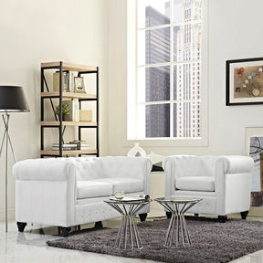 Modway Furniture Modern Earl 2 Piece Vinyl Living Room Set In White EEI-1773-WHI-SET-Minimal & Modern