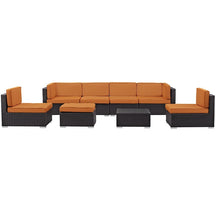 Modway Furniture Modern Gather 8 Piece Outdoor Patio Sectional Set-Minimal & Modern