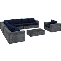 Modway Furniture Modern Summon 7 Piece Outdoor Patio Sunbrella® Sectional Set-Minimal & Modern