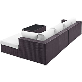 Modway Furniture Modern Convene 5 Piece Outdoor Patio Sectional Set-Minimal & Modern