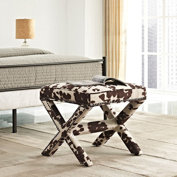 Modway Furniture Modern Rivet Fabric Bench In Cow EEI-2325-COW-Minimal & Modern