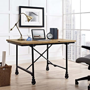 Modway Furniture Modern Raise Wood Office Desk In Brown-Minimal & Modern