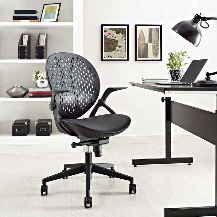 Modway Furniture Modern Stellar Vinyl Office Chair In Black-Minimal & Modern