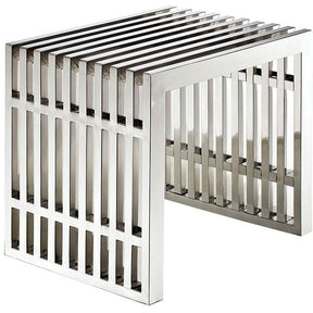 Modway Furniture Modern Gridiron Small Stainless Steel Bench In Silver EEI-569-SLV-Minimal & Modern