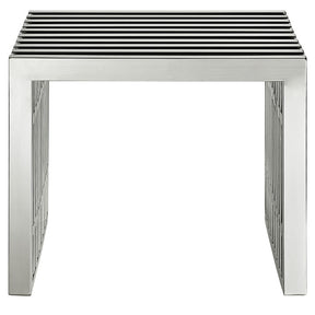 Modway Furniture Modern Gridiron Small Stainless Steel Bench In Silver EEI-569-SLV-Minimal & Modern