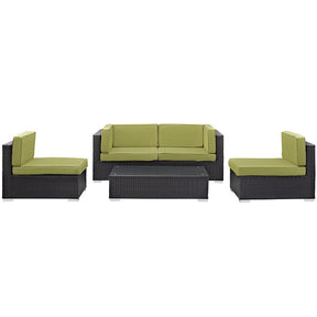 Modway Furniture Modern Camfora 5 Piece Outdoor Patio Sectional Set-Minimal & Modern