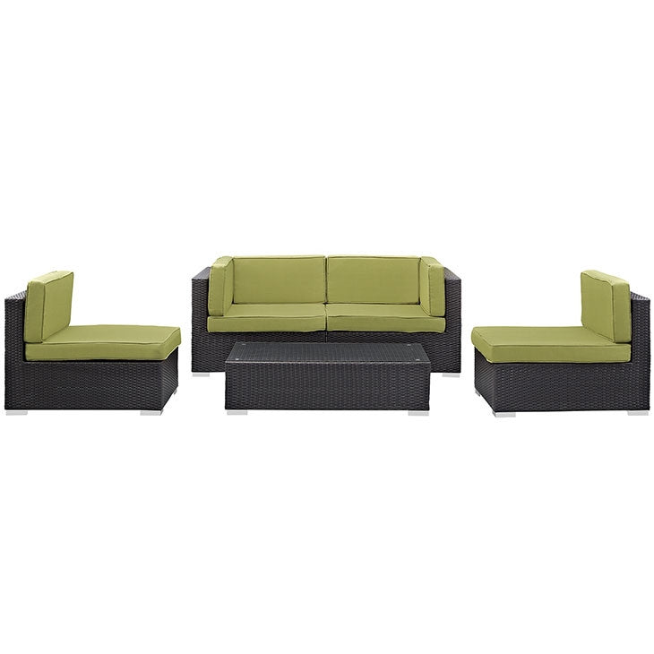 Modway Furniture Modern Camfora 5 Piece Outdoor Patio Sectional Set-Minimal & Modern