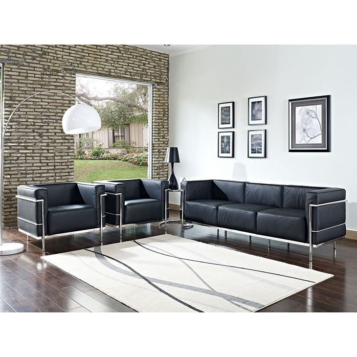 Modway Furniture Modern Charles Grande 4 Piece Sofa Set In Black EEI-891-Minimal & Modern